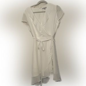 Naked Zebra white ruffle dress. Size M. Worn once. Perfect for bridal parties!